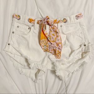 Free People white denim shorts